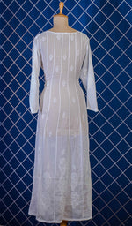 Load image into Gallery viewer, White Cotton Chikankari Anarkali Dress