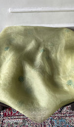 Load image into Gallery viewer, Women's Lakhnavi Handcrafted Pure Organza Chikankari Unstitched Kurta And Dupatta Set- HONC0365701