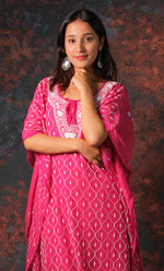 Load image into Gallery viewer, Rabia Women's Lucknowi Handcrafted Mul chanderi Chikankari Kaftan - HONC0304368