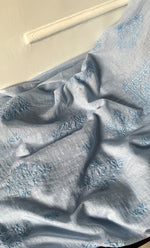 Load image into Gallery viewer, Women's Lakhnavi Handcrafted Mul Chanderi Unstitched Chikankari Full Suit Material - HONC0319533