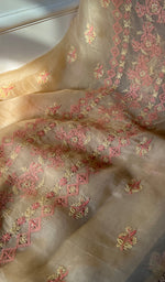 将图像加载到图库查看器中, Women's Lakhnavi Handcrafted Organza Chikankari Unstitched Kurti Fabric - HONC071638