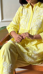将图像加载到图库查看器中, Women's Lakhnavi Handcrafted Cotton Chikankari Kurta And Palazzo Set - HONC0290429