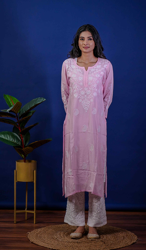 Reet Women's Lucknowi Handcrafted Cotton Chikankari Kurti - HONC0212049