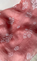 Load image into Gallery viewer, Women's Lakhnavi Handcrafted Pure Organza Chikankari Unstitched Kurta And Dupatta Set- HONC031470