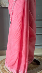 Load image into Gallery viewer, Fairoz Women's Lakhnavi Handcrafted Cotton Chikankari Saree - HONC0310685