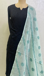 Load image into Gallery viewer, Women's Lucknowi Handcrafted Kota Cotton Chikankari Dupatta - HONC0120283