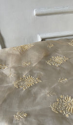 Load image into Gallery viewer, Women's Lakhnavi Handcrafted Pure Organza Chikankari Unstitched Kurta And Dupatta Set- HONC0338245