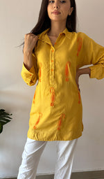 将图像加载到图库查看器中, Women's Lakhnavi Handcrafted Cotton Chikankari Top - HONC0325771