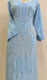 Load image into Gallery viewer, Aaliya Women's Lucknowi Handcrafted Crepe Chikankari Kurti - HONC0218238