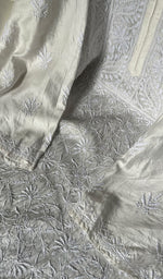 将图像加载到图库查看器中, Women's Lakhnavi Handcrafted Chanderi Silk Chikankari Unstitched Kurti Fabric - HONC0222903