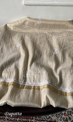 将图像加载到图库查看器中, Women's Lakhnavi Handcrafted Tissue Chanderi Unstitched Chikankari Kurta And Dupatta Set - HONC0339371