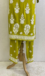 Load image into Gallery viewer, Women's Lakhnavi Handcrafted Modal Cotton Chikankari Kurta And Palazzo Set - HONC014311
