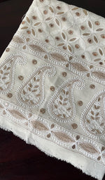 将图像加载到图库查看器中, Saima Women's Lakhnavi Handcrafted Pure Silk Georgette Chikankari  Kurti Fabric - HONC0229266