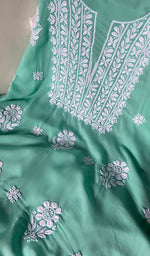 将图像加载到图库查看器中, Simran Women's Lakhnavi Handcrafted Modal Cotton Chikankari Unstitched Kurti Fabric - HONC02610066