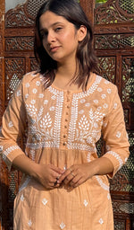 Load image into Gallery viewer, Women's Lakhnavi Handcrafted Cotton Chikankari Kurti - HONC0268761