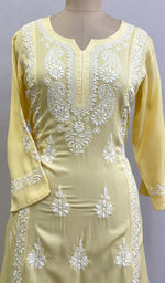 Load image into Gallery viewer, Rusdha Women's Lucknowi Handcrafted Modal Cotton Chikankari Kurti - HONC0229733
