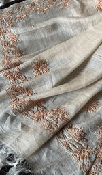 Load image into Gallery viewer, Women's Lakhnavi Handcrafted Munga Silk Chikankari Dupatta - HONC0180043