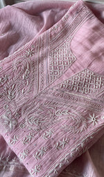 Load image into Gallery viewer, Women's Lakhnavi Handcrafted Mul Chanderi Semi - Stitched Angrakha And Dupatta Set - HONC0277641