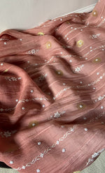 Load image into Gallery viewer, Women's Lakhnavi Handcrafted Mul Chanderi Semi - stitched Anarkali And Dupatta Set- HONC0302887