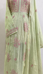 Load image into Gallery viewer, Women's Lakhnavi Handcrafted Mul Chanderi Kurta And Dupatta Set - HONC0174319