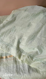 Load image into Gallery viewer, Women's Lakhnavi Handcrafted Mul Chanderi Unstitched Chikankari Full Suit Material - HONC0370486