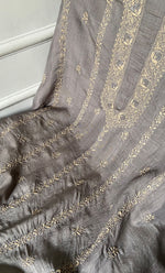 将图像加载到图库查看器中, Lucknowi Handcrafted Munga Silk Unstitched Chikankari Unisex Kurta Fabric - HONC0331674