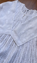 将图像加载到图库查看器中, Women's Lakhnavi Handcrafted Cotton Chikankari Anarkali - HONC0276022
