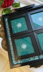 Load image into Gallery viewer, Handcrafted Chikankari Tray with Two Coasters – Wooden Frame - HONC0313503