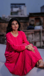Load image into Gallery viewer, Nilofar Women's Lakhnavi Handcrafted Viscose Georgette Chikankari Anarkali - HONC0212165