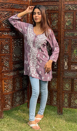 Load image into Gallery viewer, Fariah Women's Lakhnavi Handcrafted Modal Cotton Chikankari Top - HONC0247400