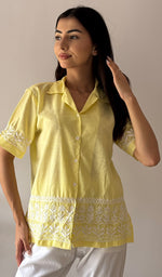 Load image into Gallery viewer, Women's Lakhnavi Handcrafted Cotton Chikankari Top - HONC0376839