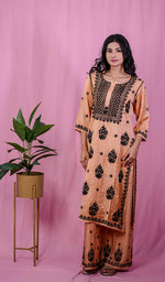 Load image into Gallery viewer, Shifa Women's Lakhnavi Handcrafted Modal Cotton Chikankari Kurta And Palazzo Set - HONC0205182