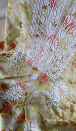 Load image into Gallery viewer, Women's Lucknowi Handcrafted Mul Cotton Chikankari Unstitched Kurti Fabric- HONC0157691