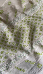 Load image into Gallery viewer, Saziya Women's Lakhnavi Handcrafted Mul Chanderi Semi - Stitched Kurta And Dupatta Set - HONC0277076