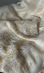 Load image into Gallery viewer, Women's Lakhnavi Handcrafted Pure Organza Chikankari Unstitched Kurta And Dupatta Set- HONC0319581