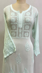 将图像加载到图库查看器中, Sadaf Women's Lakhnavi Handcrafted Viscose Georgette Chikankari Kurti - HONC0174144