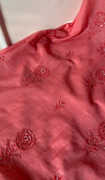 Load image into Gallery viewer, Women's Lucknowi Handcrafted Mul Chanderi Chikankari Full Suit Material - HONC0260945