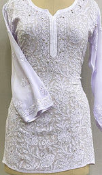 将图像加载到图库查看器中, Women's Lucknowi Handcrafted Viscose Georgette Chikankari Top - HONC0194354