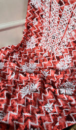 Load image into Gallery viewer, Women's Lakhnavi Handcrafted Cotton Chikankari Unstitched Kurti Fabric - HONC0268845