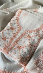 Load image into Gallery viewer, Shirin Women's Lakhnavi Handcrafted Mul Chanderi Unstitched Kurta And Dupatta Set - HONC0253637