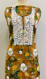 Load image into Gallery viewer, Women's Lakhnavi Handcrafted Cotton Chikankari Unstitched Kurti Fabric - HONC0180639