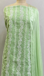 将图像加载到图库查看器中, Women's Lakhnavi Handcrafted Cotton Chikankari Suit Material - HONC0217829