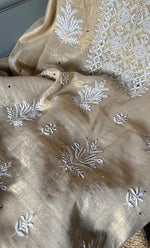 将图像加载到图库查看器中, Women's Lakhnavi Handcrafted Tissue Chanderi Unstitched Kurta And Dupatta Set - HONC0278200