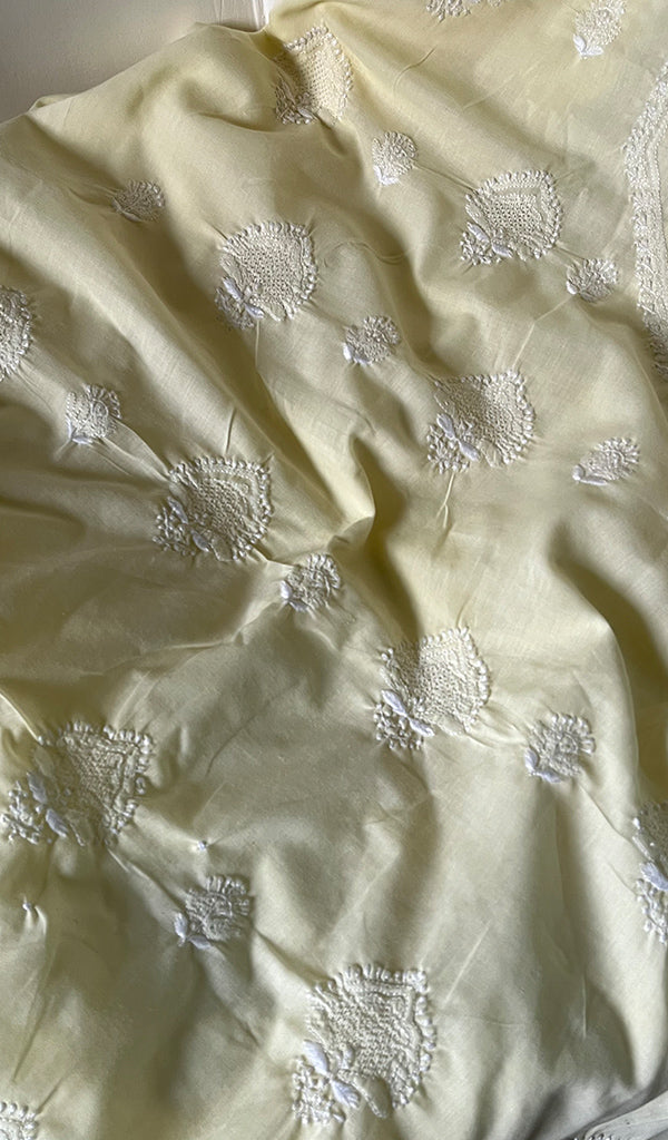Yellow Cotton Unstitched Kurta And Dupatta