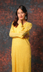 Load image into Gallery viewer, Yusra Women's Lakhnavi Handcrafted Viscose Georgette Chikankari Kurti- HONC0327255
