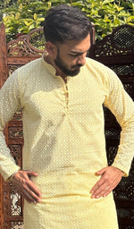 Load image into Gallery viewer, Men's Faux-Georgette Hakoba Kurta - HONC0261808