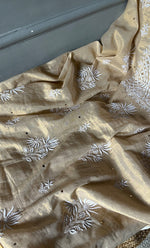 Load image into Gallery viewer, Women's Lakhnavi Handcrafted Tissue Chanderi Unstitched Kurta And Dupatta Set - HONC0278196
