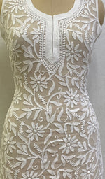 Load image into Gallery viewer, Women's Lucknowi Handcrafted Faux-Georgette Chikankari Top - HONC0140467