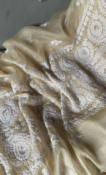 Load image into Gallery viewer, Women's Lakhnavi Handcrafted Pure Organza Chikankari Unstitched Kurta And Dupatta Set- HONC0304149