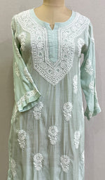 将图像加载到图库查看器中, Women's Lucknowi Handcrafted Muslin Chikankari Kurti - HONC0177054